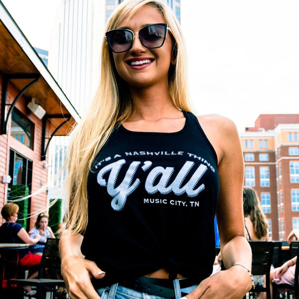 Y'all Logo Racerback Tank Top - Black