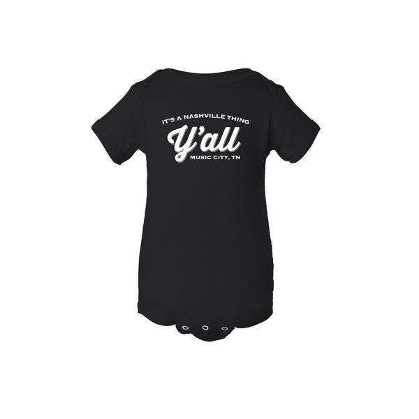 Y’all Logo Onesie - Black Front