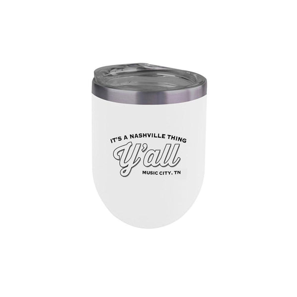 Y'all Wine Tumbler - White